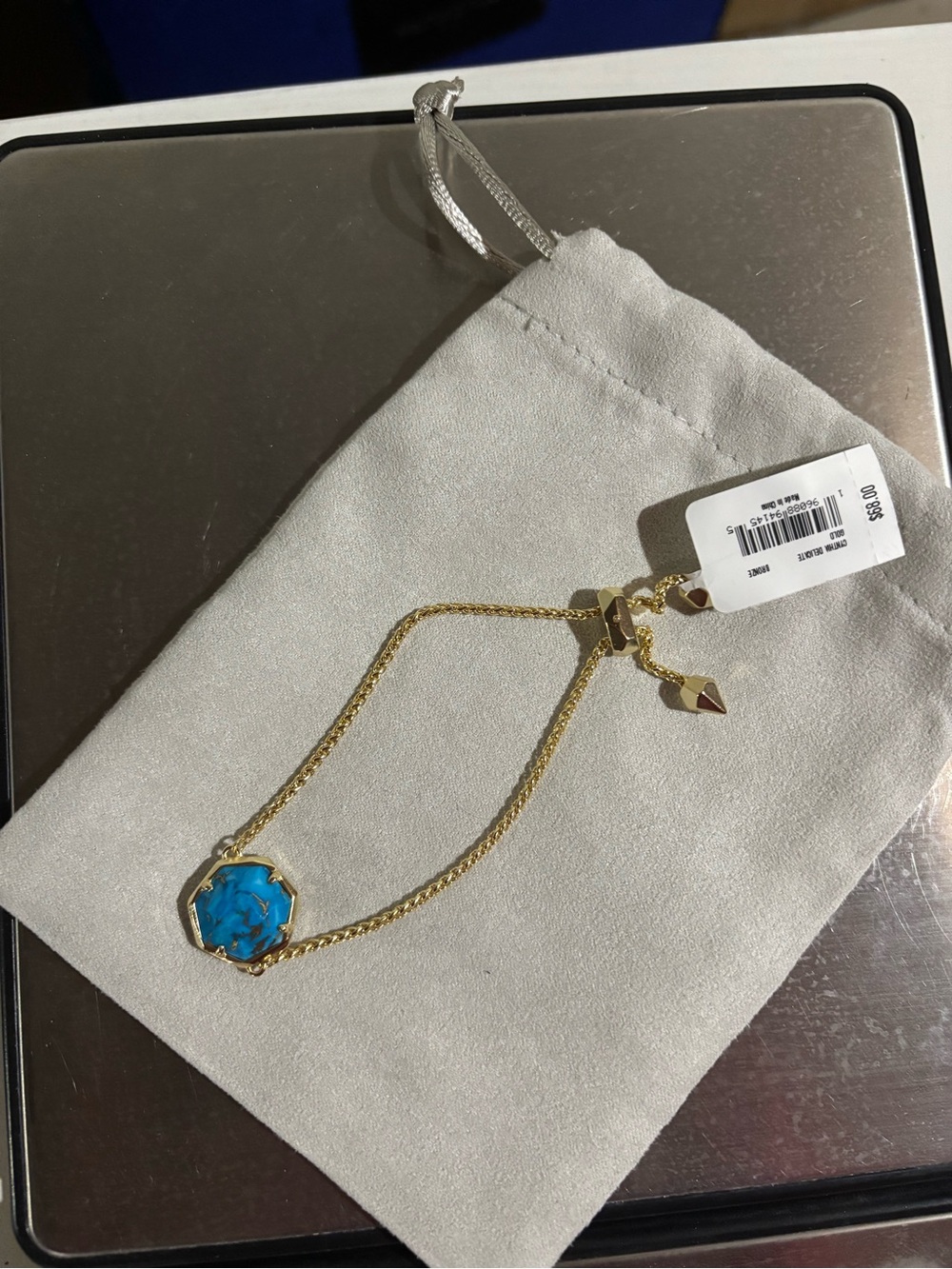 Kendra Scott Gold Chain Bracelet with Blue Turquoise Stone NWT